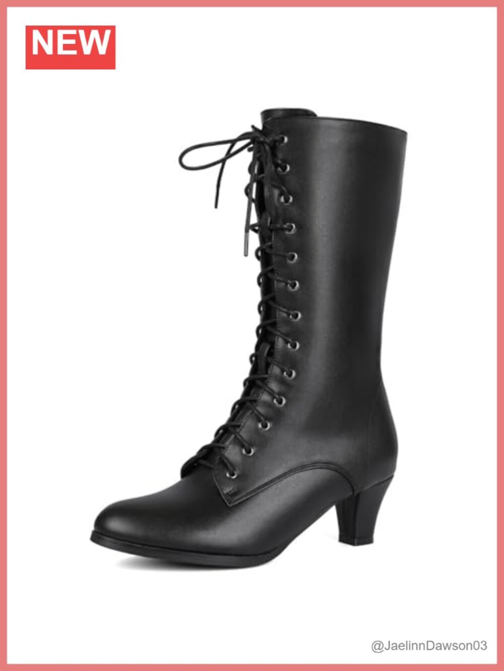 Vintage Victorian Lace Up Mid Calf Boots Women